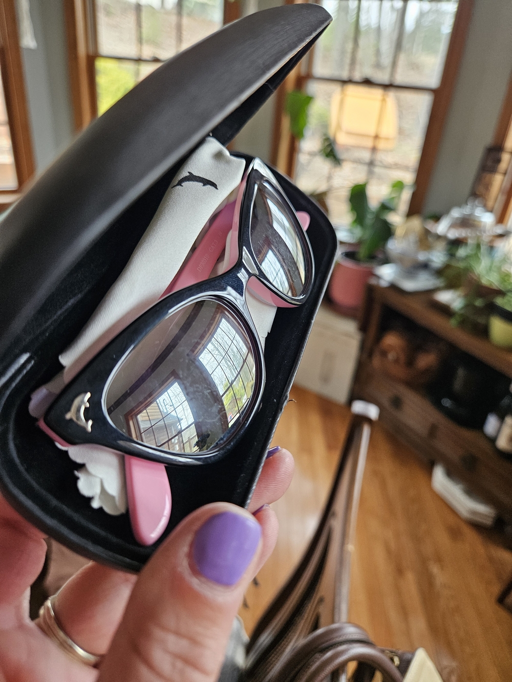 Black & Pink Cat-Eye Sunglasses with Case - David Elfin